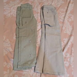 Stylish Kid's Cargo Pants - Green and Beige. Size 5. Like New Condition 👋